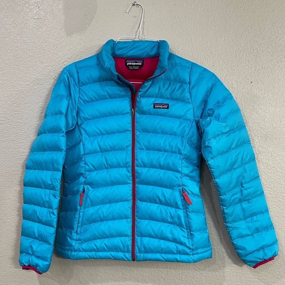 Patagonia Kids Bright Blue Puffer Jacket XL